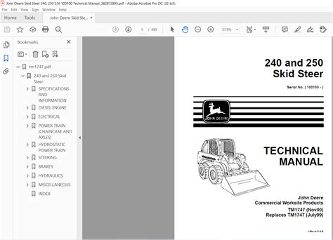 john deere 240 skid steer technical manual|john deere 240 skid steer for sale.